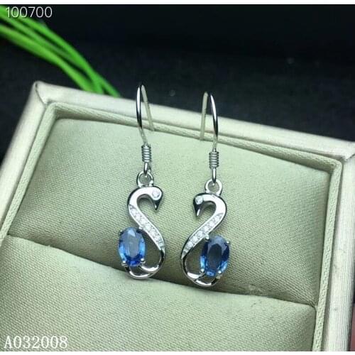 KJJEAXCMY 925 sterling silver natural sapphire earrings new ladies trendy eardrop support test