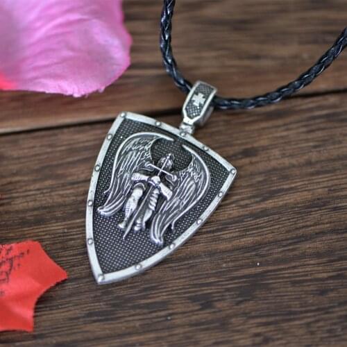 Langhong 1pcs Saint Michael Necklace Protect Me Necklace Saint Sword Prayer Religious Necklace