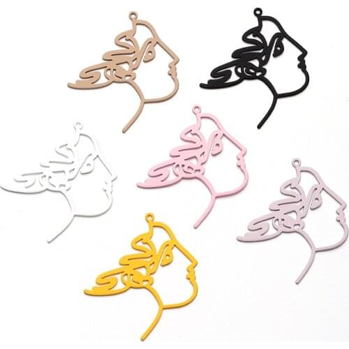 10 pieces Multicolor temperament abstract face cutout pendant necklace, suitable for DIY jewelry discovery earring accessories