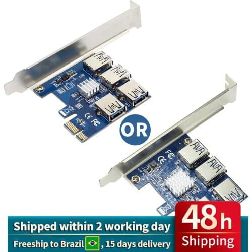 PCIE PCI-E PCI Express Riser Card 1x to 16x 1 to 4 USB 3.0 Slot Multiplier Hub Adapter For Bitcoin Mining Miner BTC Devices