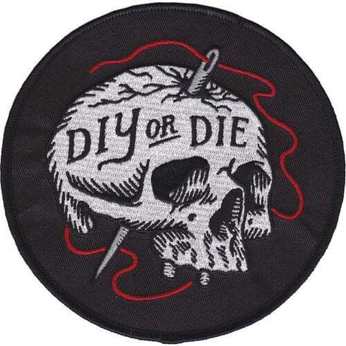 Prajna Black Punk Skull Patch Iron-On Monotone Jackets Coat T-shirt Alphabet Patch Embroidery Patch For Clothes DIY Decoration