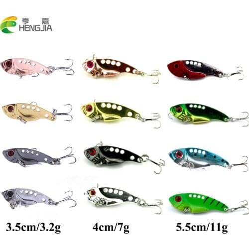 HENGJIA 1pc 3.5/4/5.5cm mixed hard metal vib fishing lures sinking wobbler jig lures fishing tackles