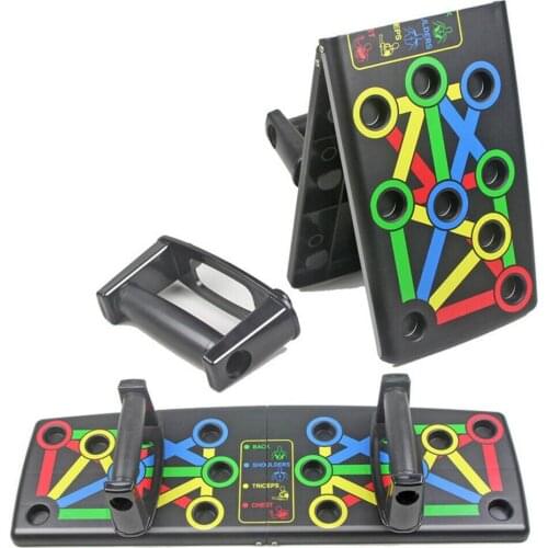 Folding Push-Ups Stands Push Up Board Multi Color-coded Muscle Training Board Portable Fitness Workout Exercise Equipment Unisex