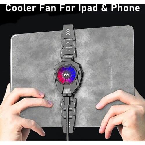 Universal Portable Phone Cooler Semiconductor Mute Radiator Pad RGB Led Smart Temperature Display Cooling Fan For Ipad Tablet