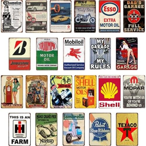 Vintage Decoration Retro Style Metal Poster Man Cave Car Motor Oil Tin Signs Wall Decor Painting