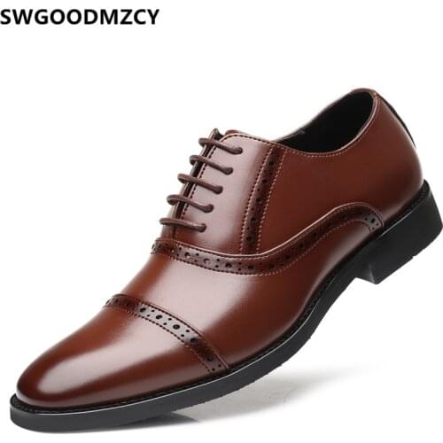 Vintage Shoes Men Formal Brown Dress Italian Corporate Shoes For Men Coiffeur Luxury Brand Suit Shoes Men Classic Plus Size 48