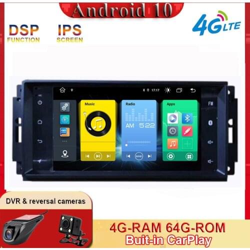 WIFI Carplay Android 10 Multimedia for Jeep Compass Grand Cherokee Commander Wrangler/Unlimited Car GPS Stereo Radio 4G no DVD