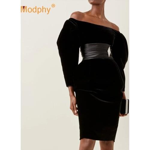 High Quality 2020 Winter Fashion New Velvet Dress Elegant Long Sleeve Off Shoulder Diamond Celebrity Evening Party Runway Dress
