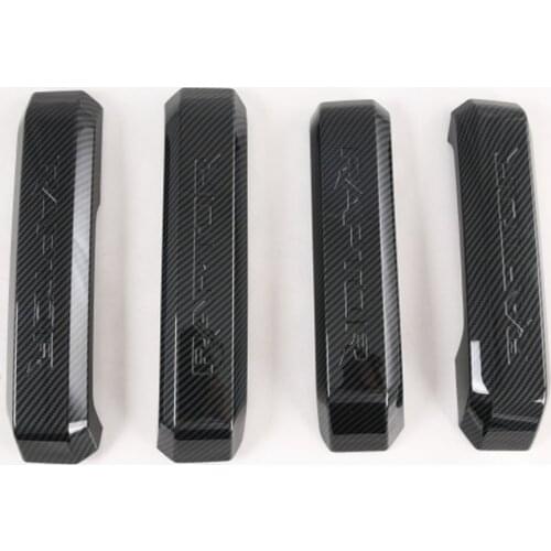 1 Set Interior Car Accessories ABS Carbon Fiber Door Handle Inner Handle Decorative Strip Sticker Kit For 17-20 Ford Raptor F150