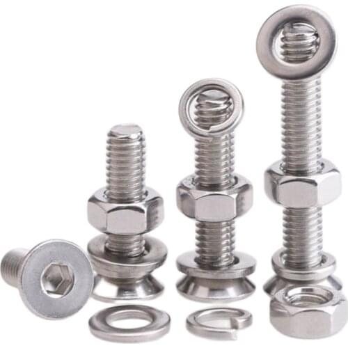 M5M6M8M10M12 stainless steel 304 countersunk head socket head socket head screw nut gasket spring pad set large full 10Pcs