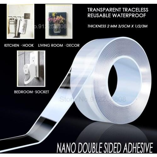 Reusable Nano Adhesive Tape Clear Double Sided Tape Removable Transparent Alien Tape Anti-Slip Traceless for Home Supplie