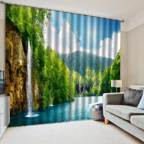 Beautiful Photo Fashion Customized 3D Curtains green curtains beautiful scenery landscape 3d curtain