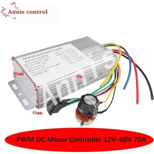 4000W Linear Under Load Metal DC Motor Controller DC 12V-60V 70A Adjustable Drive Control Regulator PWM Motor speed controller