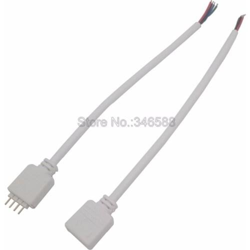 5pcs/lot RGB 4Pin 4 Pins Female or Male Connector Cable with 15cm White Wire Cord Cable Connector for 5050 RGB LED Strip Light