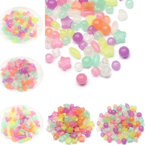50/100pcs Mixed Color luminous Acrylic Beads Transparent Loose spacer Beads For DIY Jewelry Making Bracelet Necklace Accessories