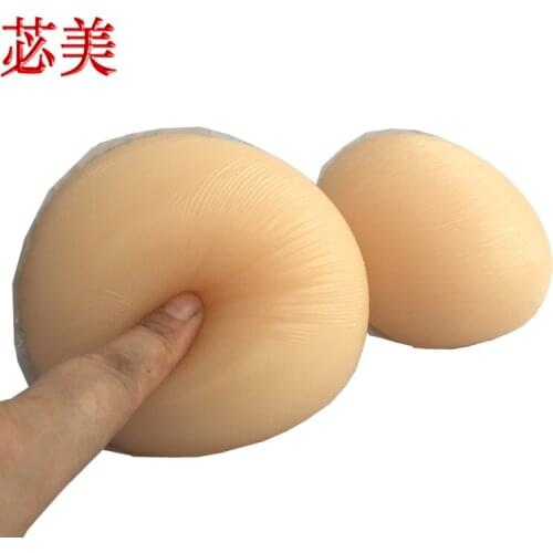 800g/Pair/Beige Round headless split silica false breast Silicone Fake Boobs For Crossdresser