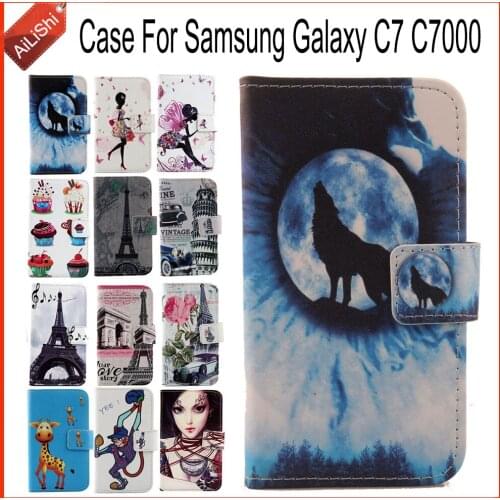 AiLiShi Factory Direct! For Samsung Galaxy C7 C7000 Case Flip Wallet Holder Leather Case Cover Bag 100% Special Mobile Phone