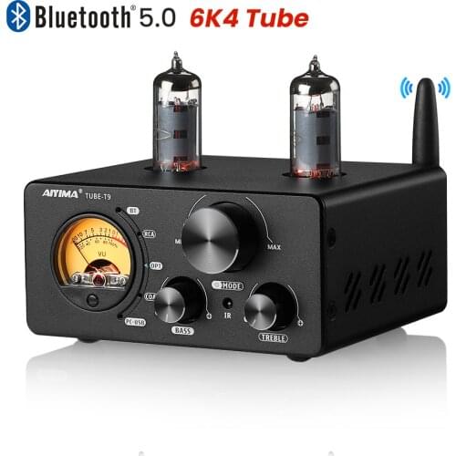AIYIMA HiFi Tube-T9 BT 5.0 Vacuum Tube Amplifier TPA3221 RCA Fiber Coax Decoding Amplifier With VU Meter Home Digital Amp 100W×2