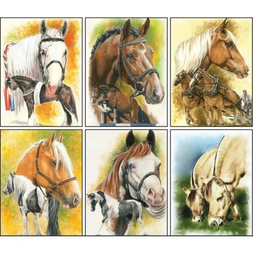 Diamond Embroidery Horse 5D DIY Diamond Painting Kits Full Round With AB Drill Animals Mosaic Rhinestone Pictures Home Decor Art