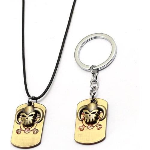Anime One Piece Keychain Sull Metal Edward Ace Key Ring Gold Pendant Rope Chain Men Gift Colar Kolye Porte Clef Chaveiro Jewelry