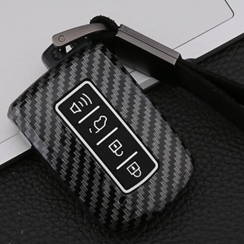 Carbon car Key Fob Cover Case Chain for 2016 2015 2014 Toyota Avalon Camry Corolla RAV4 Highlander Car Remote Holder Protector