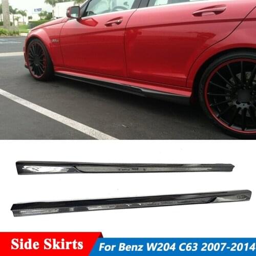 W204 V Style Carbon Fiber Door Extension Lip Aprons Bottom Fender Side Skirts For Benz C Class W204 C63 Coupe Sedan 2007-2014