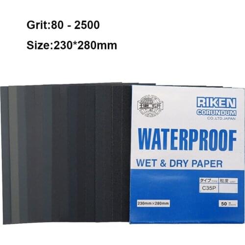 RIKEN CP35Waterproof Wet Dry Sanding Paper Square Sandpaper Sheet 9"X11" Abrasive Tool For Polising Piano Jewelry 80-2500 Grit