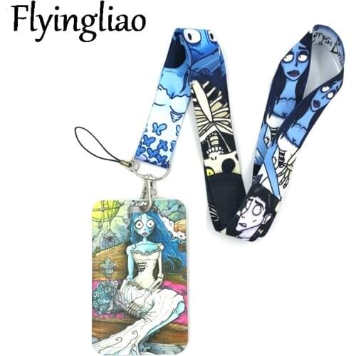 Corpse Bride Fashion Lanyard ID Badge Holder Bus Pass Case Cover Slip Bank Credit Card Holder Strap Card Holder