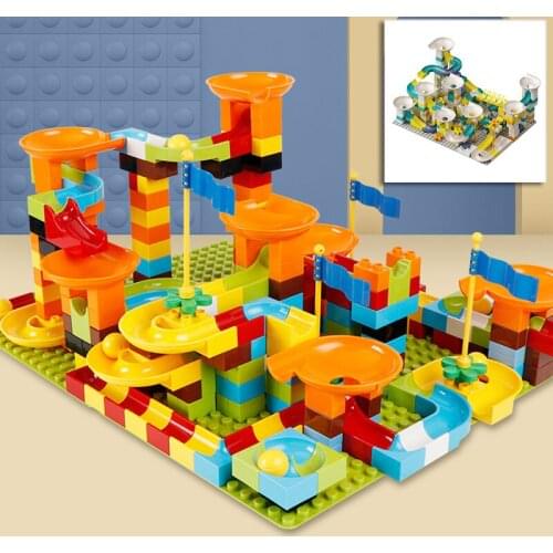 Toddlers Beginners Assemble Plastic Large Granule 86-344PCS Block Toys For Boys And Girls Holiday Marble Slide Block Gifts