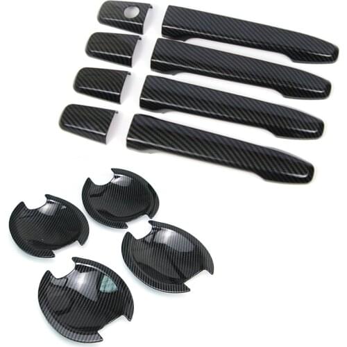 For Mitsubishi Outlander 2013-2019 High-quality ABS Chrome Carbon fiber Door Handle Cover and Door Bowl Protection