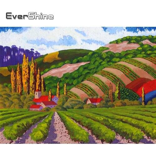 Evershine Diamond Painting Full Drill Square Landscape Diamond Embroidery Scenery Rural Diamond Mosaic Cross Stitch Rhinestone