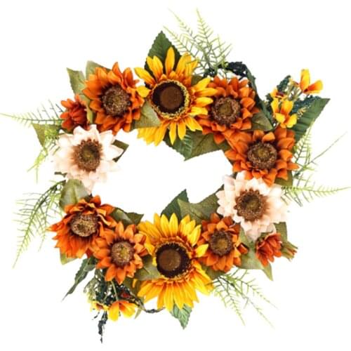 Simulation Sunflower Home Decoration Wreath Garland Front Door Hanging Pedant For Xmas Thanksgiving Wedding Artificial Flowers