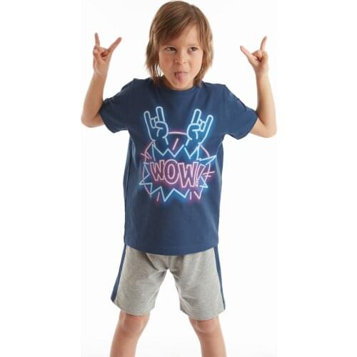 SB 2-Piece Cotton Short Sleeve Spring-Summer Casual Fashion Wow Rock Printed Boy Shorts Set Boy Clothing