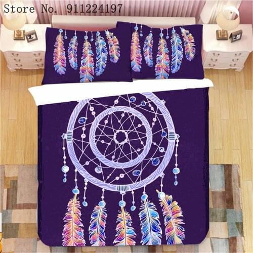 Dreamcatcher Duvet Cover 3D Digital Print Bedding Feather Bedding Set Bohemia Bedding Cover Set Kids Bedding with Pillow Shame