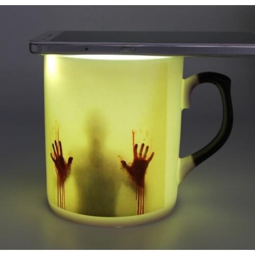 Creativity Bone China Zombie Color Changing Coffee Mug Heat Sensitive Tea Cup Printing with Walking Dead Bloody Hands Mug