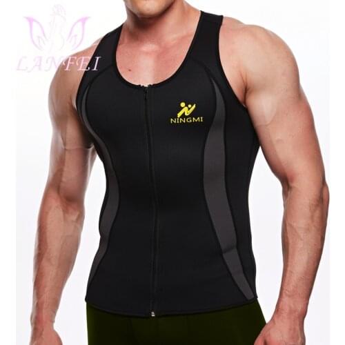LANFEI Men Body Shaper Sweat Tank Top Neoprene Waist Trainer Slimming Vest Weight Loss Workout Tummy Fat Burner Shapewear Shirt