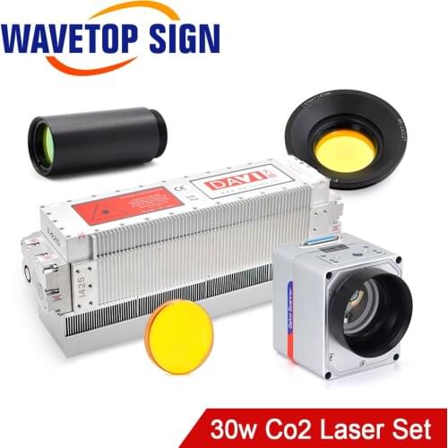 WaveTopSign DAVI Co2 RF Laser Module 30W 10.6um Galvo Head Set Aperture 10mm Scan Lens Combiner Mirror 20*2mm Beam Expander