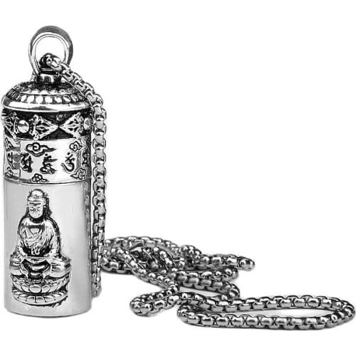 Tin alloy metal Buddha gasoline lighter necklace jewelry