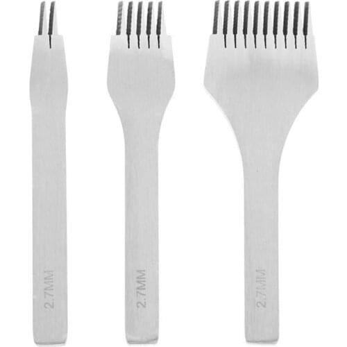 White Steel Flat Chisel Leather Craft Tools Hole Punch Kit Diy Tool 2 Prong/5 Prong/10 Prong