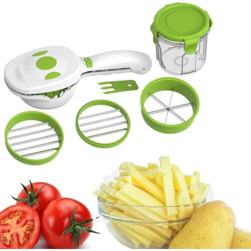 New stainless steel manual vegetable cutter, 5-in-1 multi-function vegetable cutter, onion, slicer, fruit slicer, salad slicer