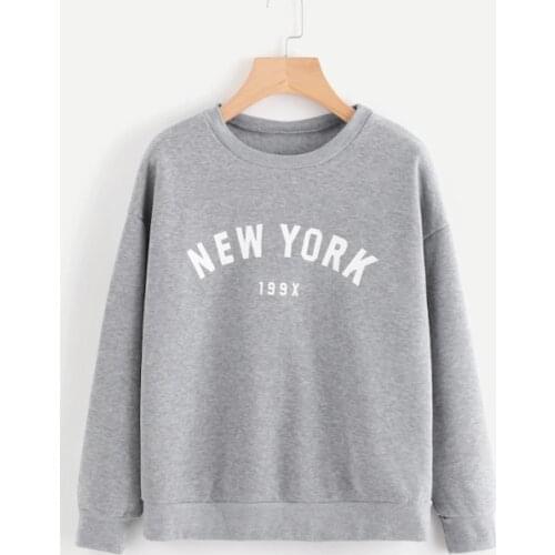 NEW YORK 199X Cotton Women Sweatshirt Harajuku Fation Funny Streetwear Crewneck Pullover Long Sleeve Top Drop shipping kpop