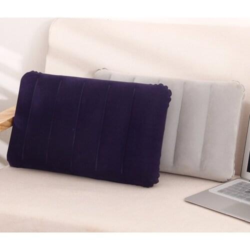 Portable Pillow Travel Air Cushion Inflatable Double Sided Flocking Cushion Camp Beach Car Plane Head Rest Bed Sleep #280299