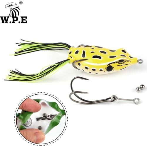 W.P.E New Frog Lure 1pcs 65mm 19g Snakehead Fishing Bait Top Water Simulation Soft Lure Wobblers Fishing Tackle Crankbait Pesca