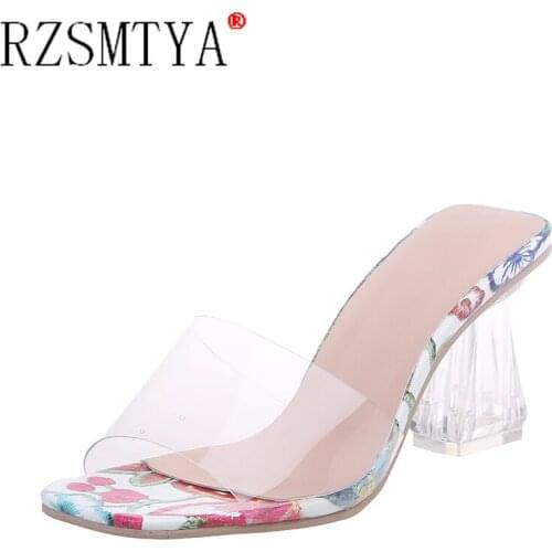 Pvc Transparent Slippers Women Open Toes Summer Shoes Sexy High Heel Crystal Womens Shoes Transparent High Heels