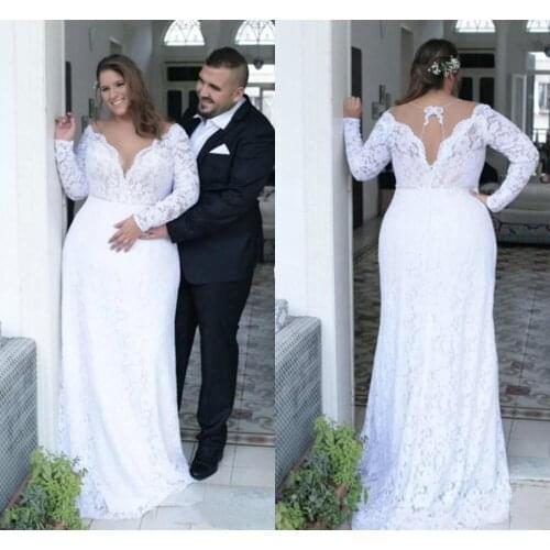Plus Size Straight Pregnant Women Bridal Gowns Lace Wedding Dress