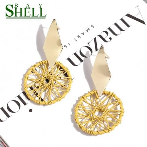 Fashion Metal Big Round Earrings Women Fashion Simple Hollow Mesh Long Drop Earrings Statement geometric Jewelry Accessories