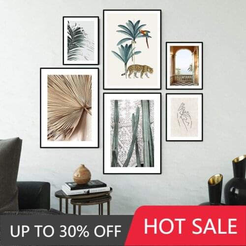 Nordic Cactus Art Canvas Painting Green Plant Leaves Poster Muslim Architecture Pictures For Living Room Modern Home Decor TB224