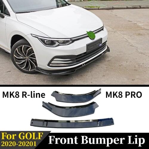 For VW Golf 8 MK8 PRO R-Line 2020 2021 Front Bumper Lip Splitter Spoiler Diffuser Protector Guard Trim Accessories Body Kit