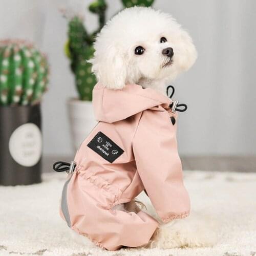 Dog Hoodie Reflective Rain Coat Waterproof Soft Fashion Jacket Raincoat Slicker Jumpsuit Clothes Overall Pet Cat Dog Clothes