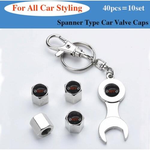 10set Car Styling Car Rim Tire Valve Caps Dust-proof Spanner Key Ring Accessory For all car styling